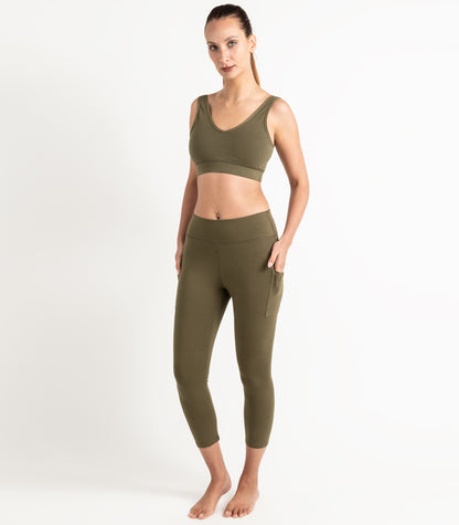 Pocket 3/4 Leggings - Dark Olive