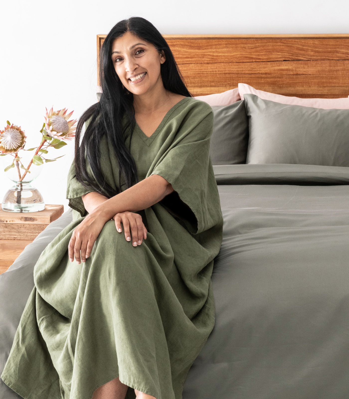 Bhumi Organic Cotton - Sateen Plain Quilt Cover - Eucalyptus