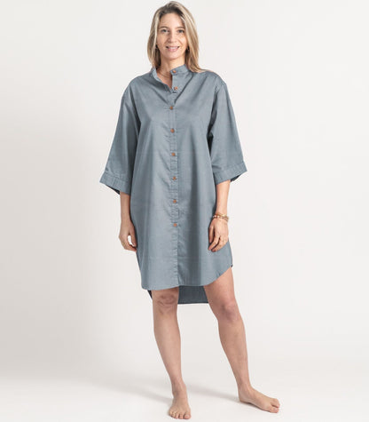 Bhumi Organic Cotton - Flannelette Night Shirt - Powder Blue