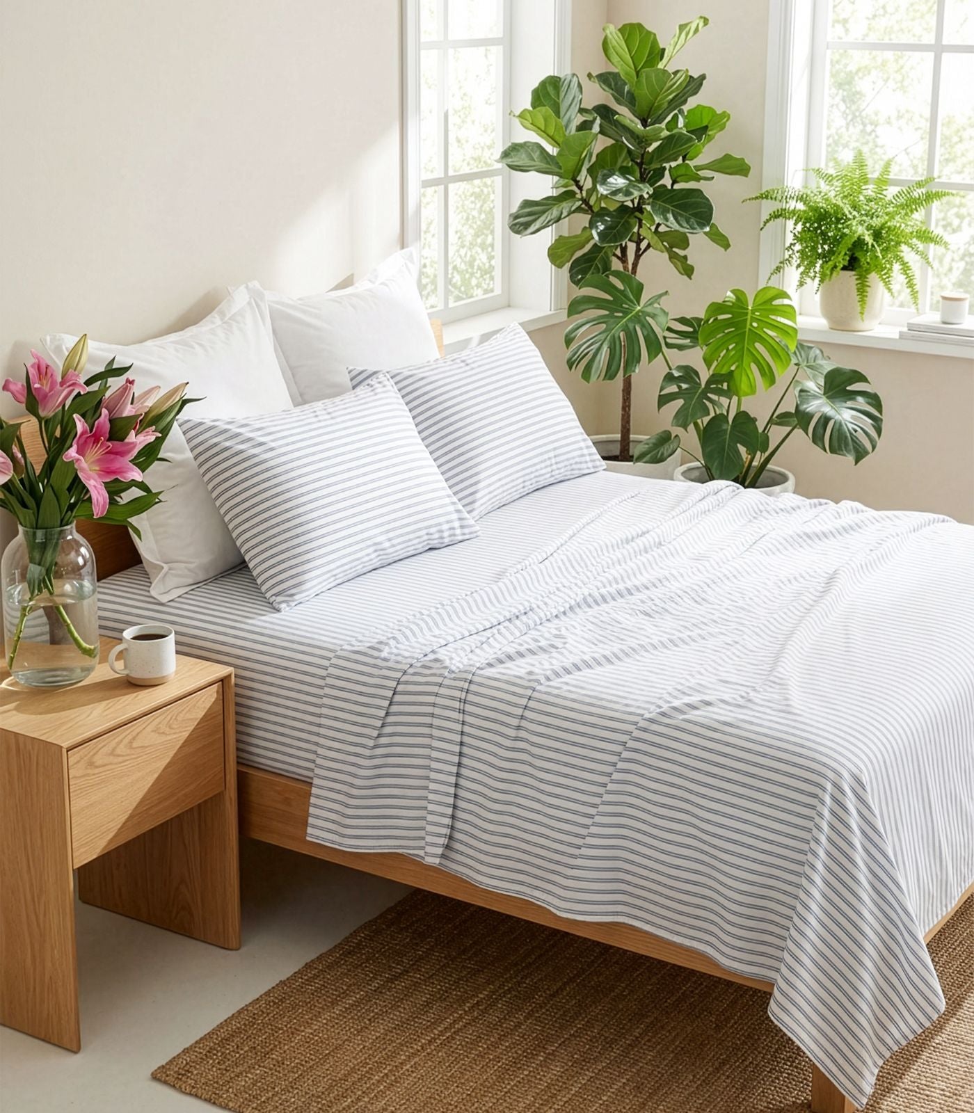 Percale Sheet Set - Limited Edition - Tandem Stripe Blue