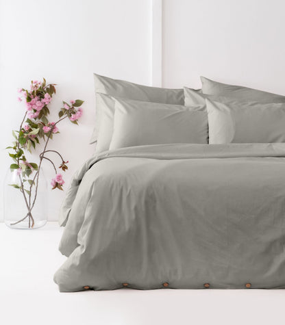 Bhumi Organic Cotton - Percale Plain Quilt Cover - Pewter