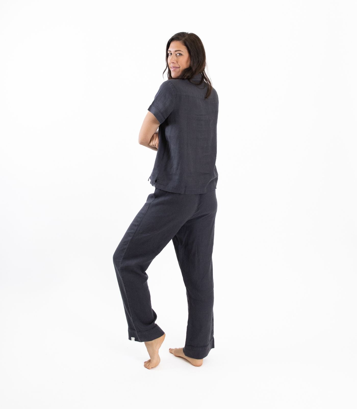 Bhumi Organic Cotton - Linen Short Sleeve PJ Set - Charcoal