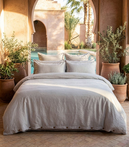 Linen Quilt Cover Set - Fog