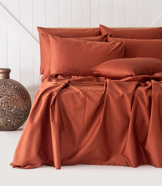 Bhumi Organic Cotton - Flat - Sateen Sheet - Rust