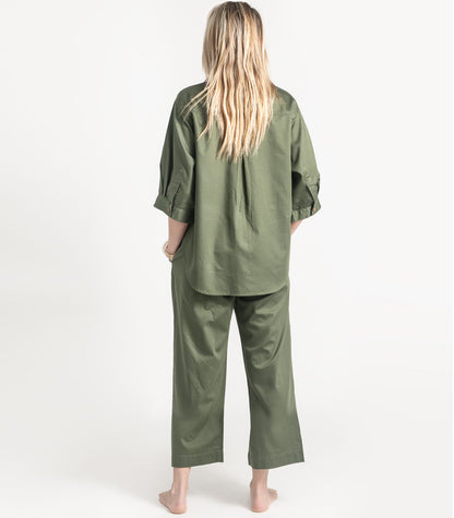 Bhumi Organic Cotton - Sateen 3/4 PJ Set - Bronze Green