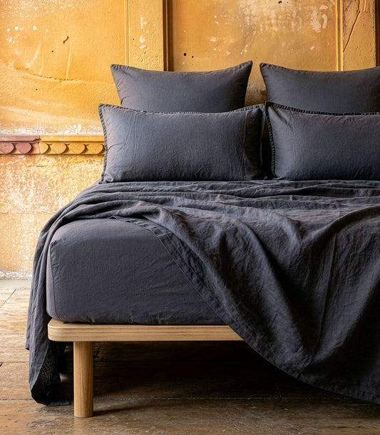 Linen Fitted Sheet Set - Ash