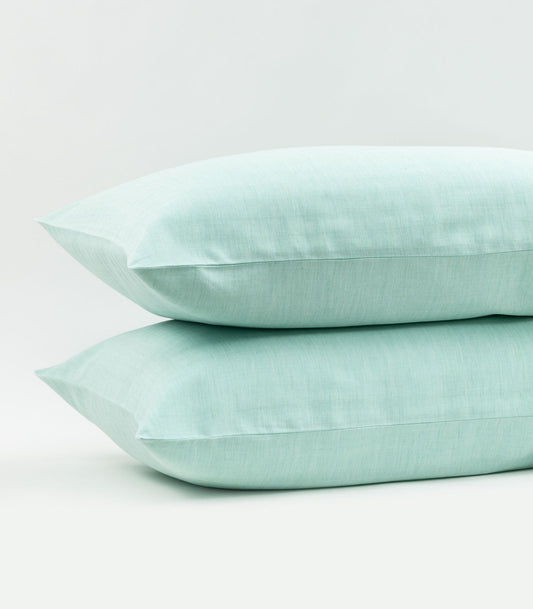 Herringbone Pillow Cases (pair) - Stripe - Sage