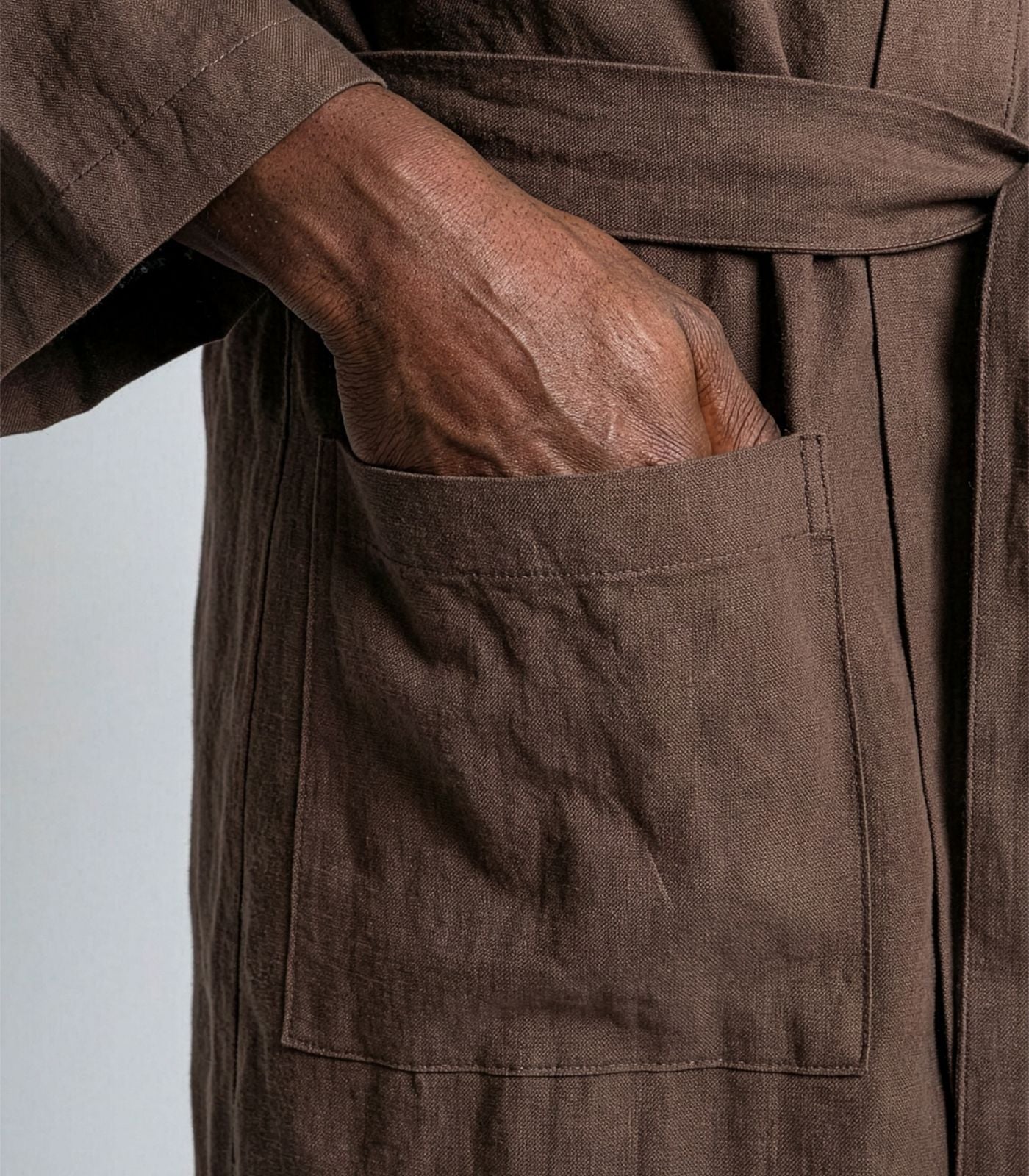 Organic Linen Robe - Chocolate