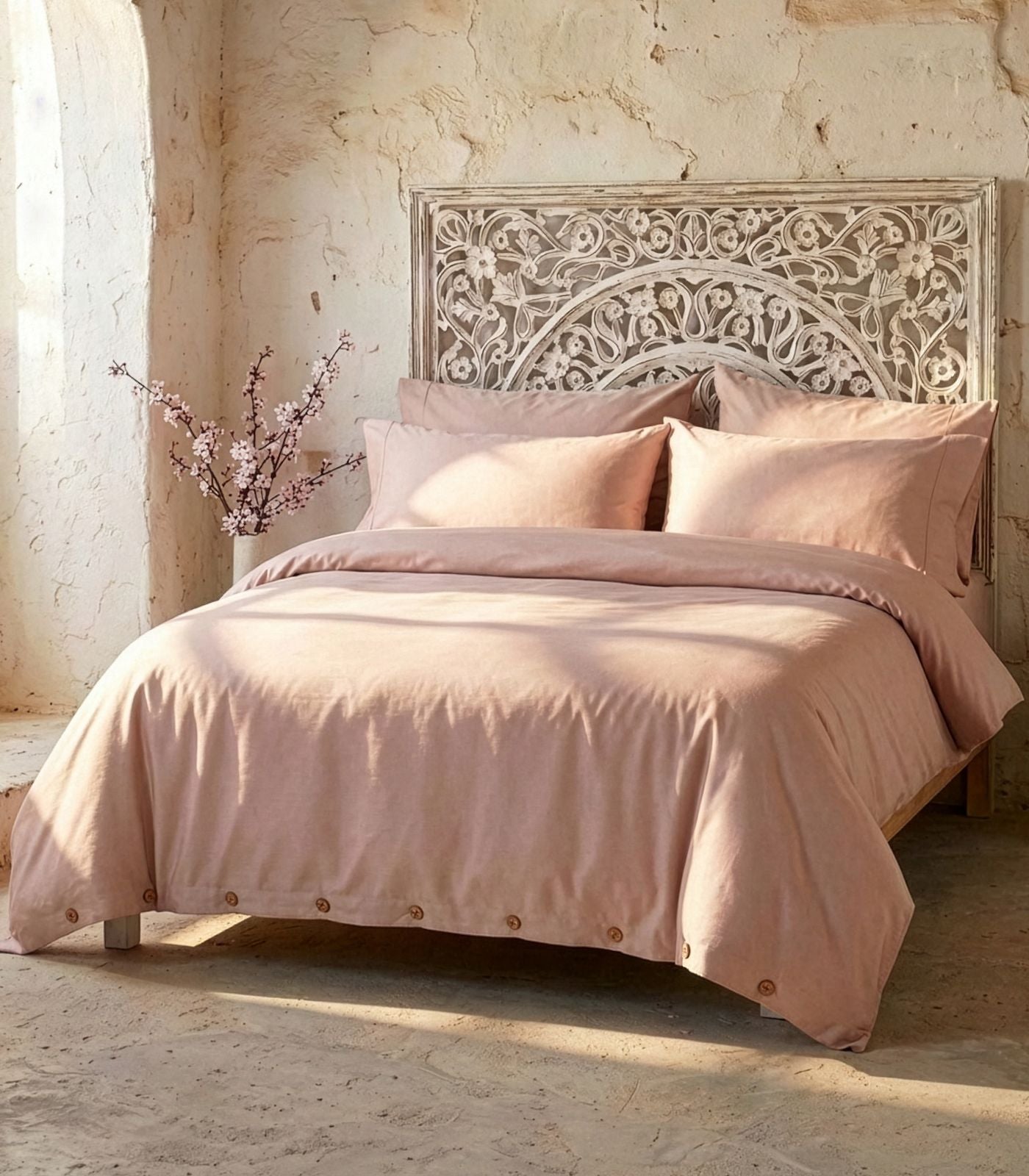 Bhumi Organic Cotton - Sateen Plain Quilt Cover - Rosewater