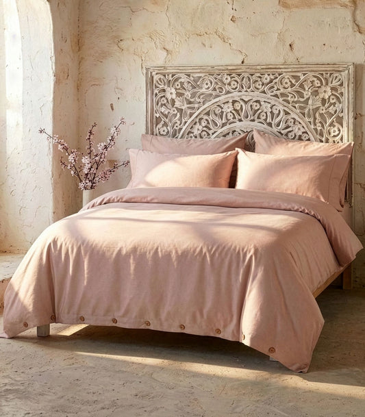 Bhumi Organic Cotton - Sateen Plain Quilt Cover - Rosewater