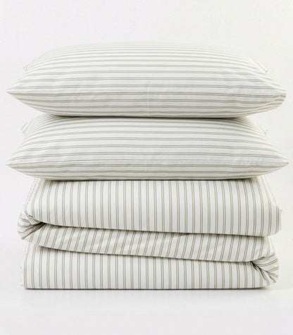 Percale Quilt Cover Set - Limited Edition - Tandem Stripe Moss