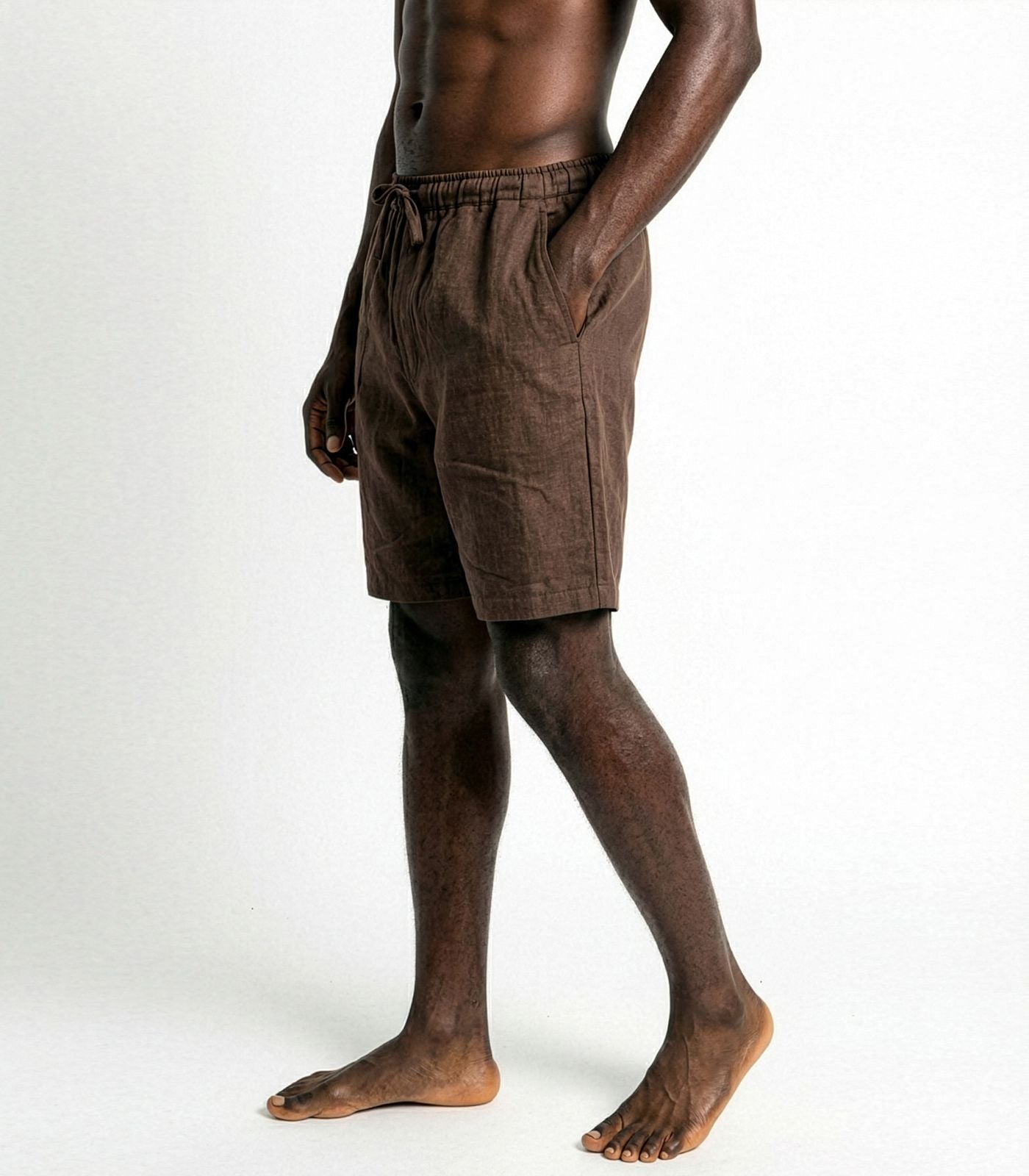 Men’s Organic Linen Lounge Shorts - Chocolate