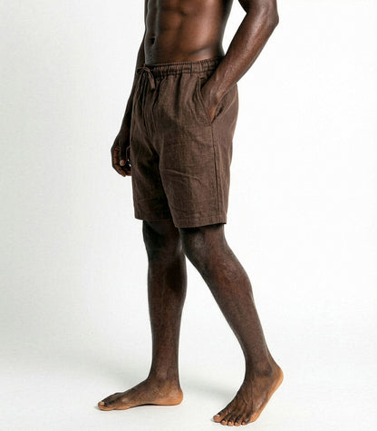 Men’s Organic Linen Lounge Shorts - Chocolate