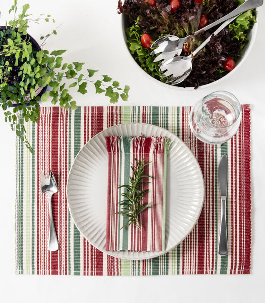 Candy Cane Ribbed Placemat & Napkin Set