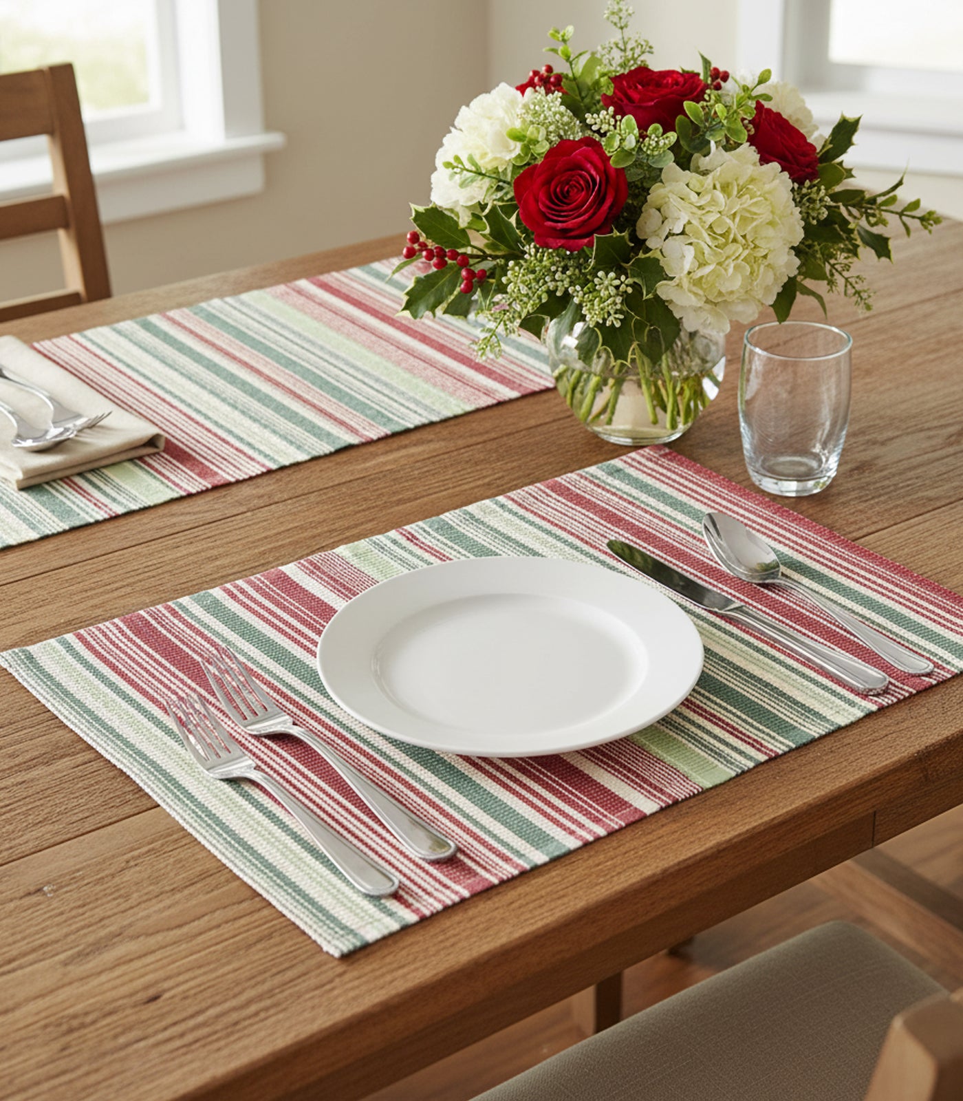 Candy Cane Ribbed Placemat & Napkin Set
