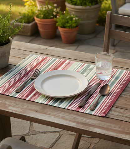 Candy Cane Ribbed Placemat & Napkin Set