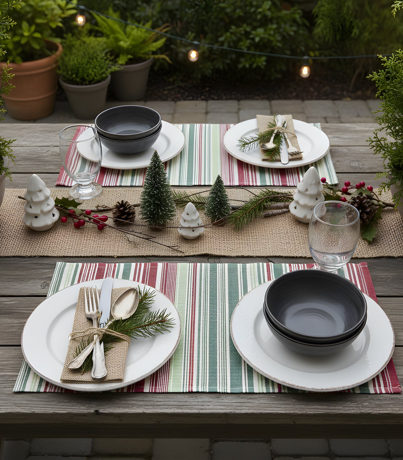 Candy Cane Ribbed Placemat & Napkin Set