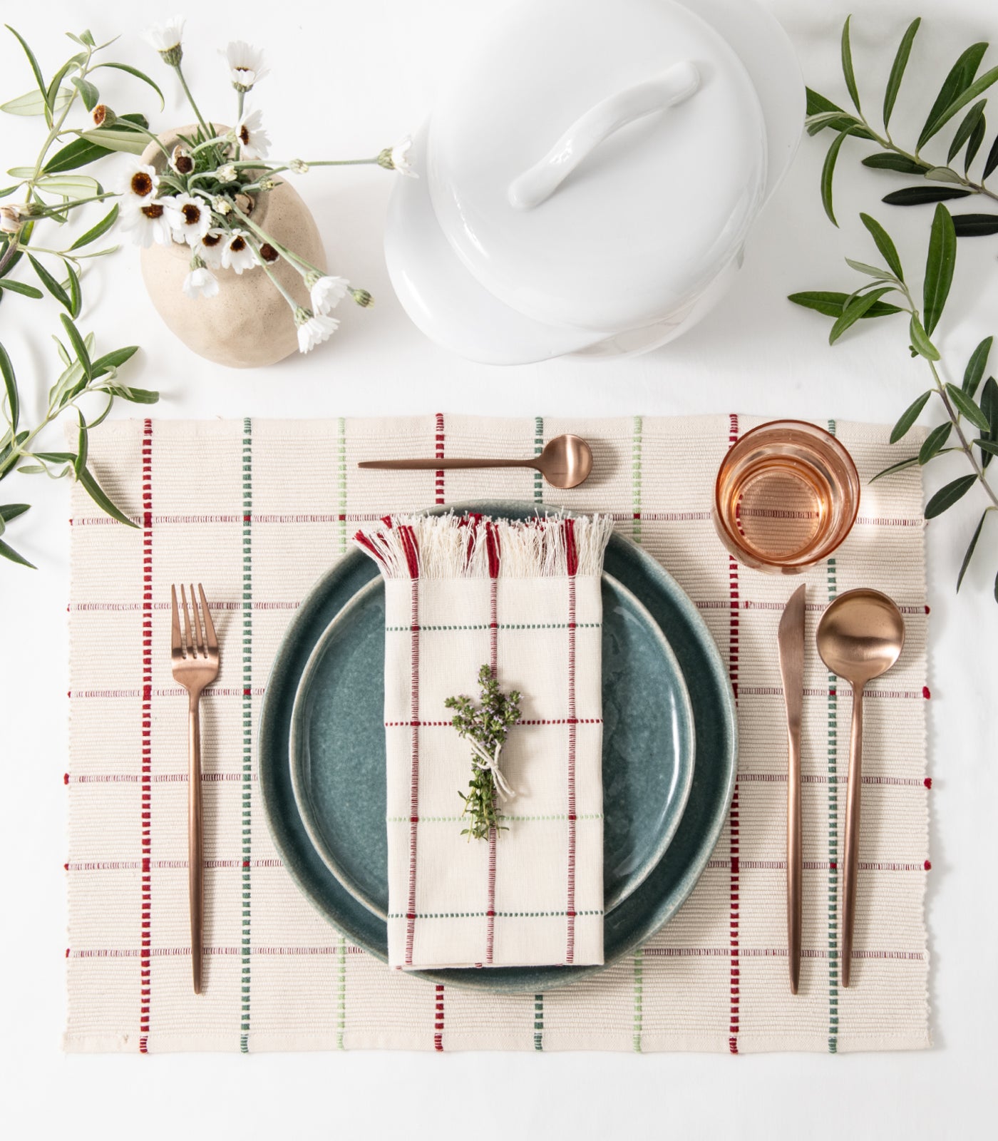 Square Pattern Ribbed Placemat & Napkin Set