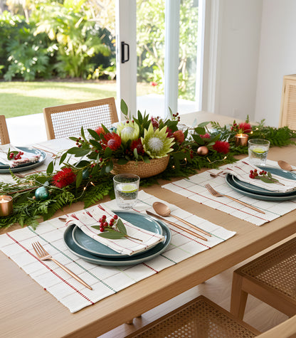 Square Pattern Ribbed Placemat & Napkin Set