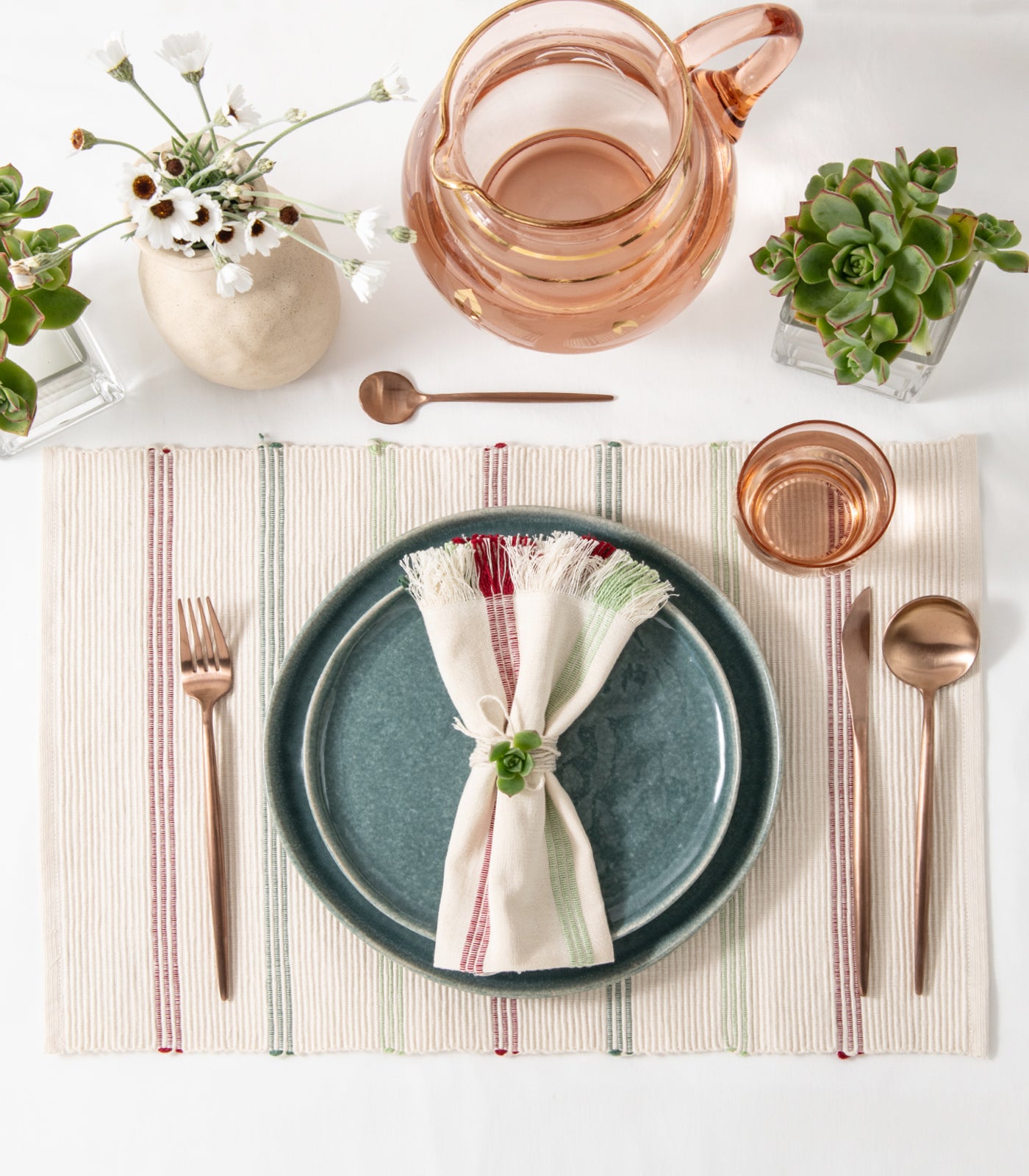 Stripe Ribbed Placemat & Napkin Set