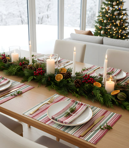 Candy Cane Ribbed Placemat & Napkin Set