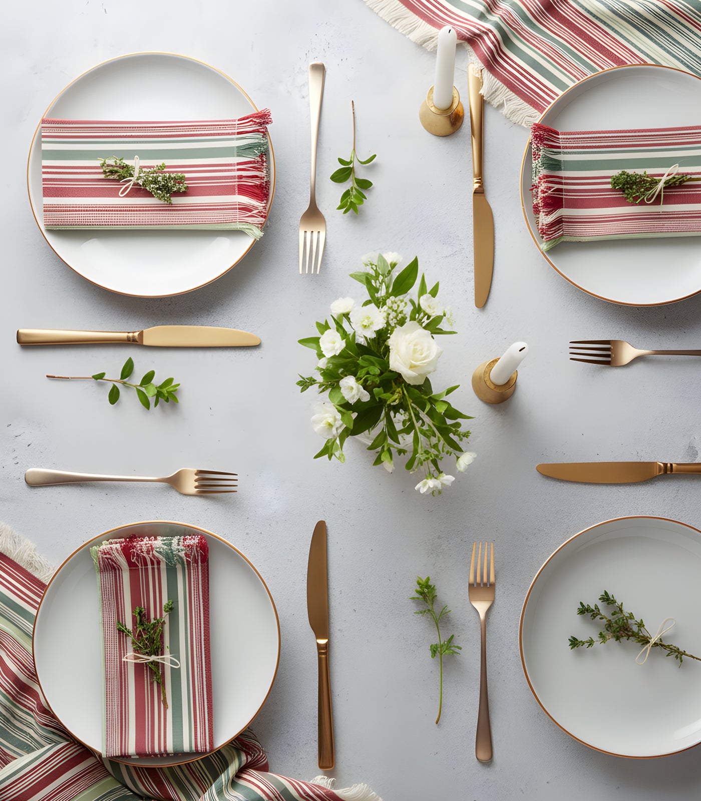 Candy Cane Ribbed Placemat & Napkin Set