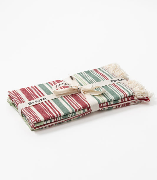 Retro Striped Ribbed Placemat & Napkin Set