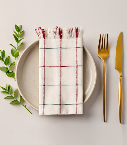 Square Pattern Ribbed Placemat & Napkin Set