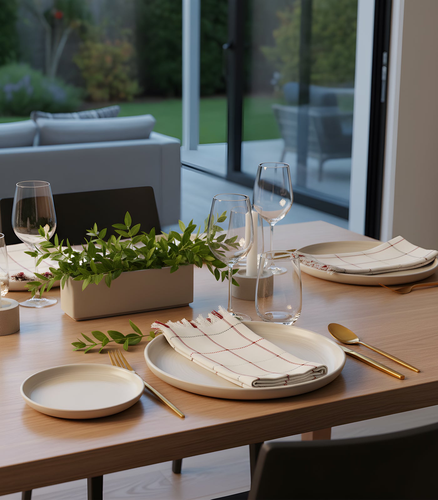 Square Pattern Ribbed Placemat & Napkin Set