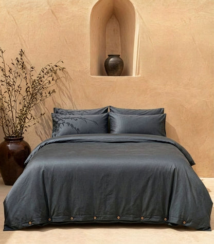 Bhumi Organic Cotton - Sateen Plain Quilt Cover - Orion Blue