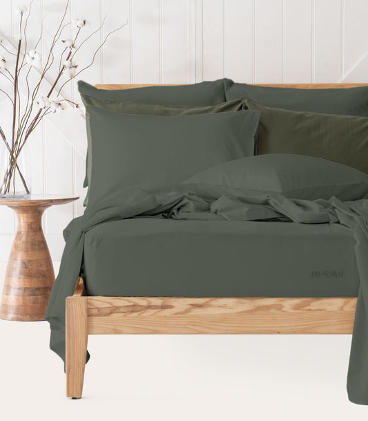 Bhumi Organic Cotton - Sateen Sheet Set - Eucalyptus