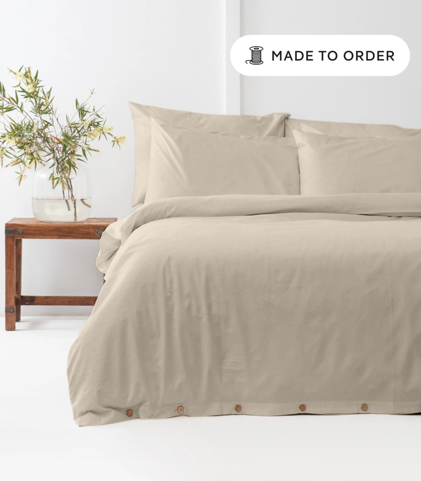 Bhumi Organic Cotton - Sateen Plain Quilt Cover - Oatmeal