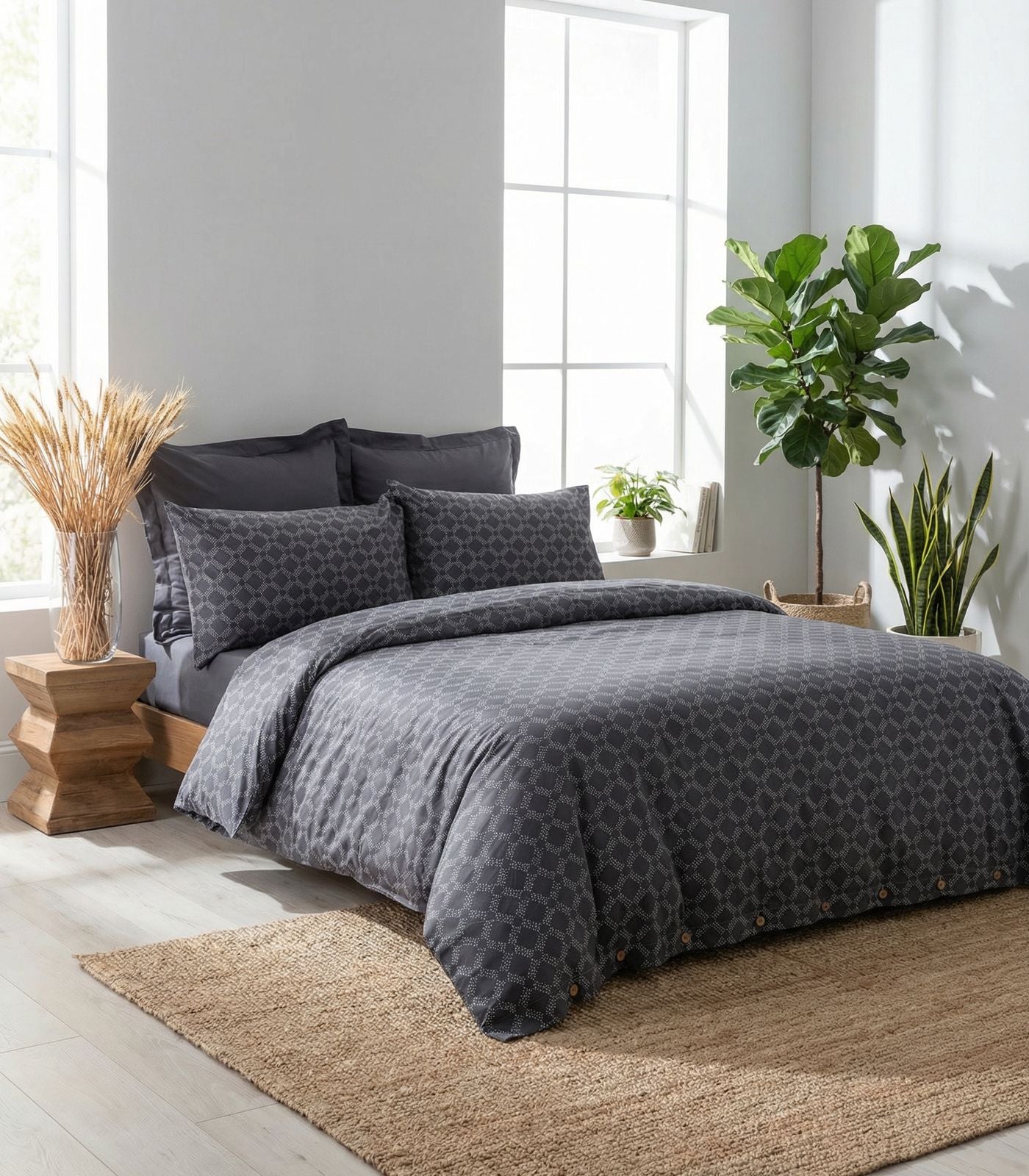 Percale Quilt Cover Set - Limited Edition - Large Dot Slate