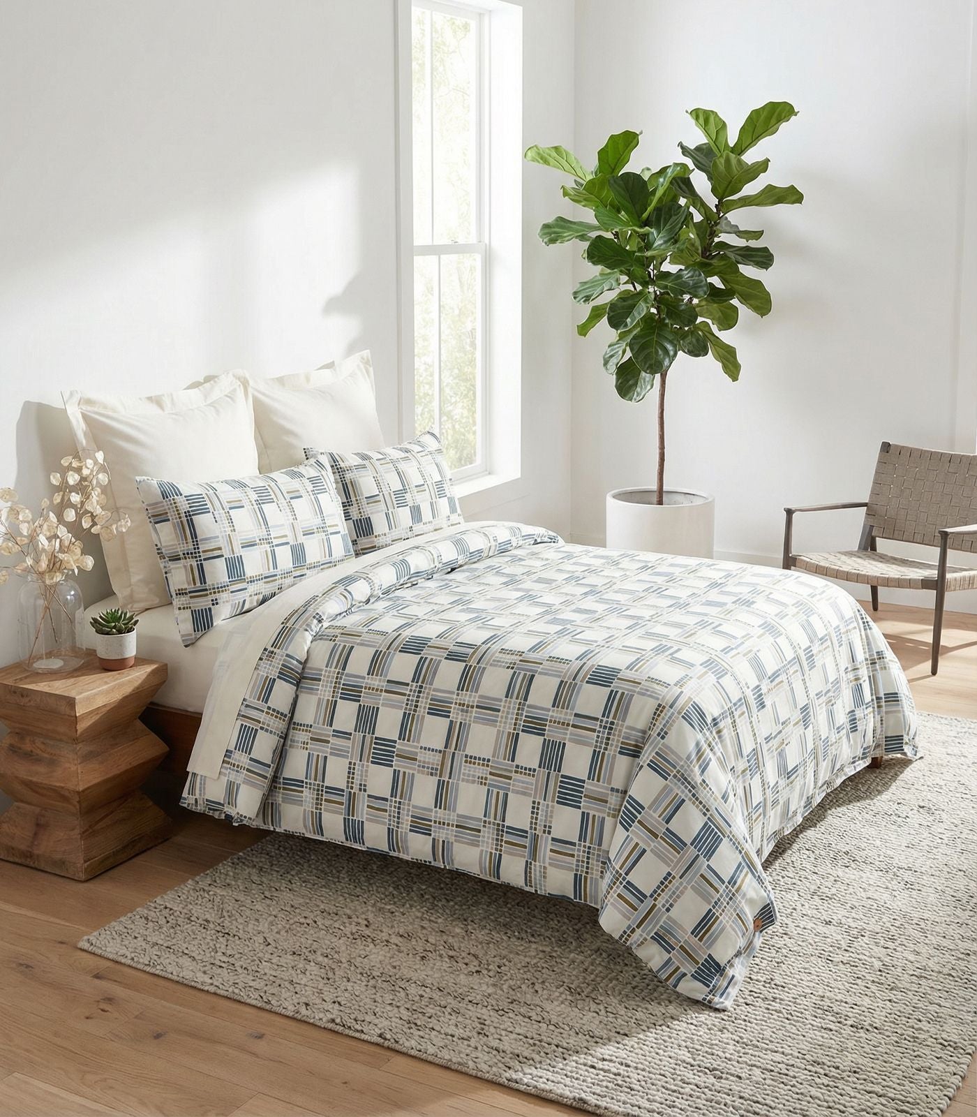 Percale Quilt Cover Set - Limited Edition - Plaid Cream