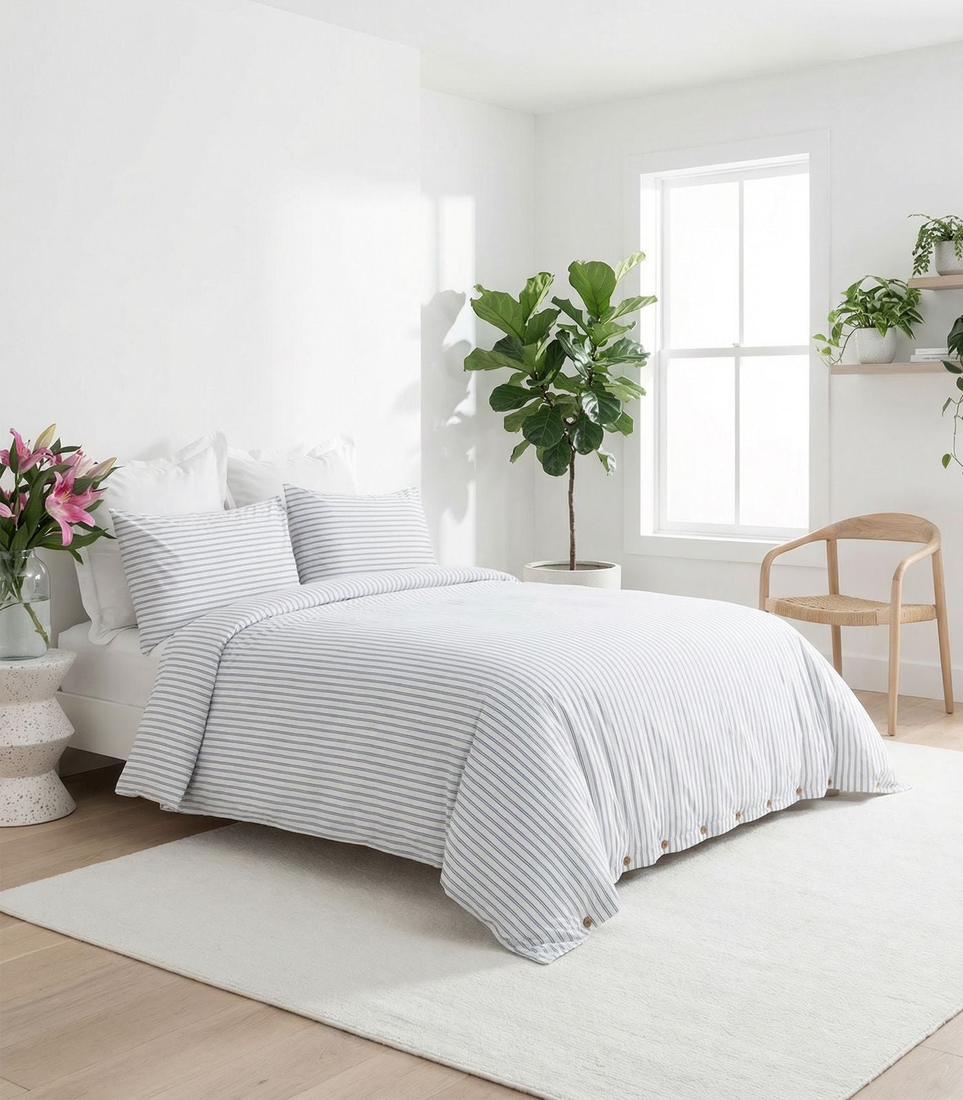 Percale Quilt Cover Set - Limited Edition - Tandem Stripe Blue