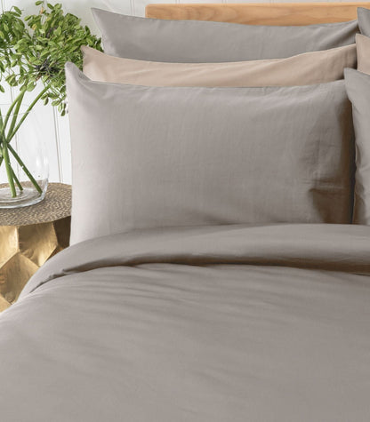 Bhumi Organic Cotton - Sateen Plain Quilt Cover - Stone