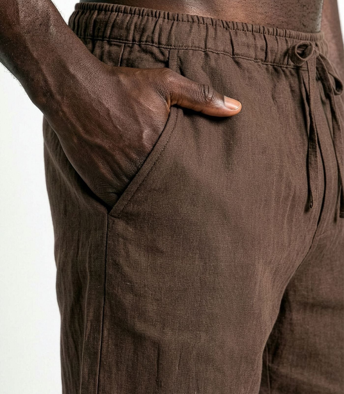 Men’s Organic Linen Lounge Shorts - Chocolate