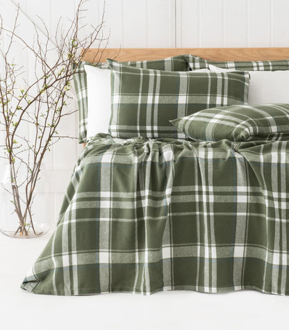 Bhumi Organic Cotton - Flannelette Sheet Set - Bronze Green Plaid