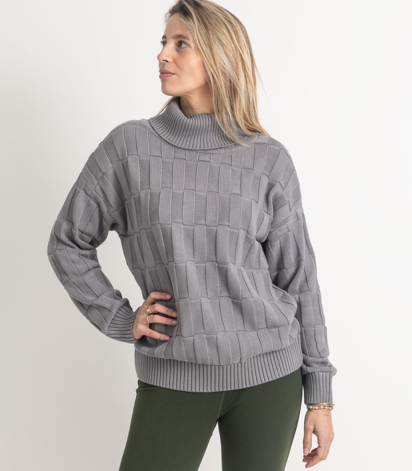 Bhumi Organic Cotton - High Neck Sweater - Titanium