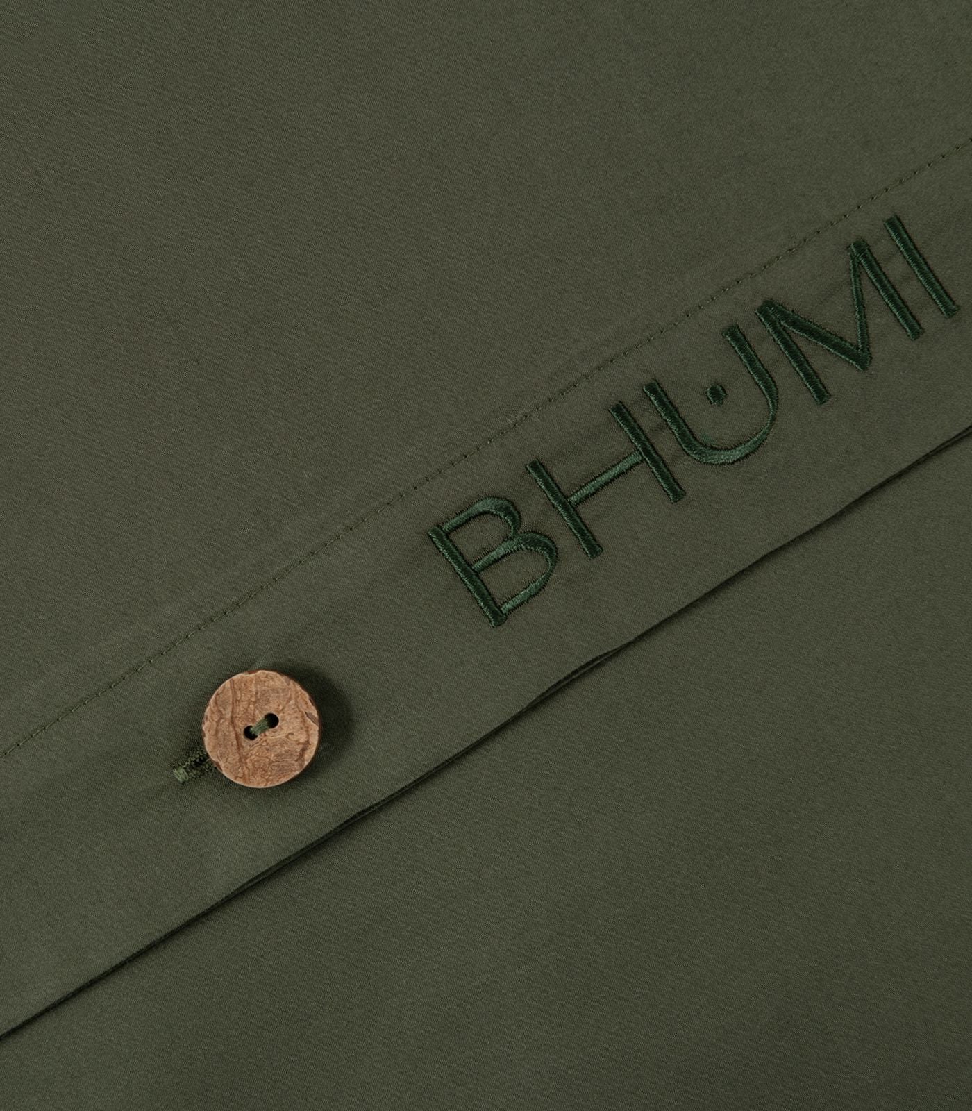 Bhumi Organic Cotton - Sateen Plain Quilt Cover - Bronze Green