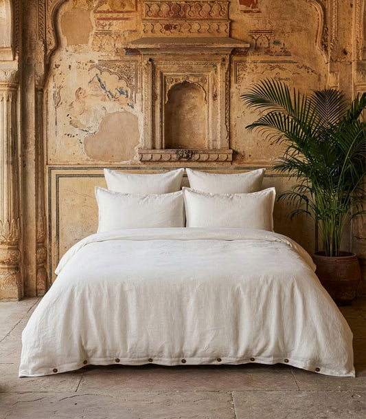 Linen Quilt Cover Set - Natural