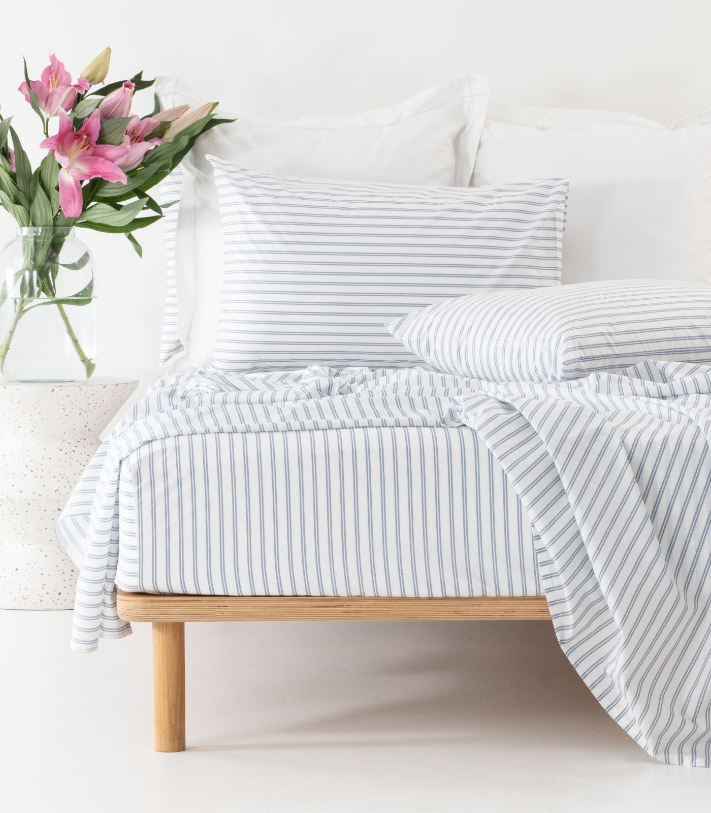 Percale Sheet Set - Limited Edition - Tandem Stripe Blue
