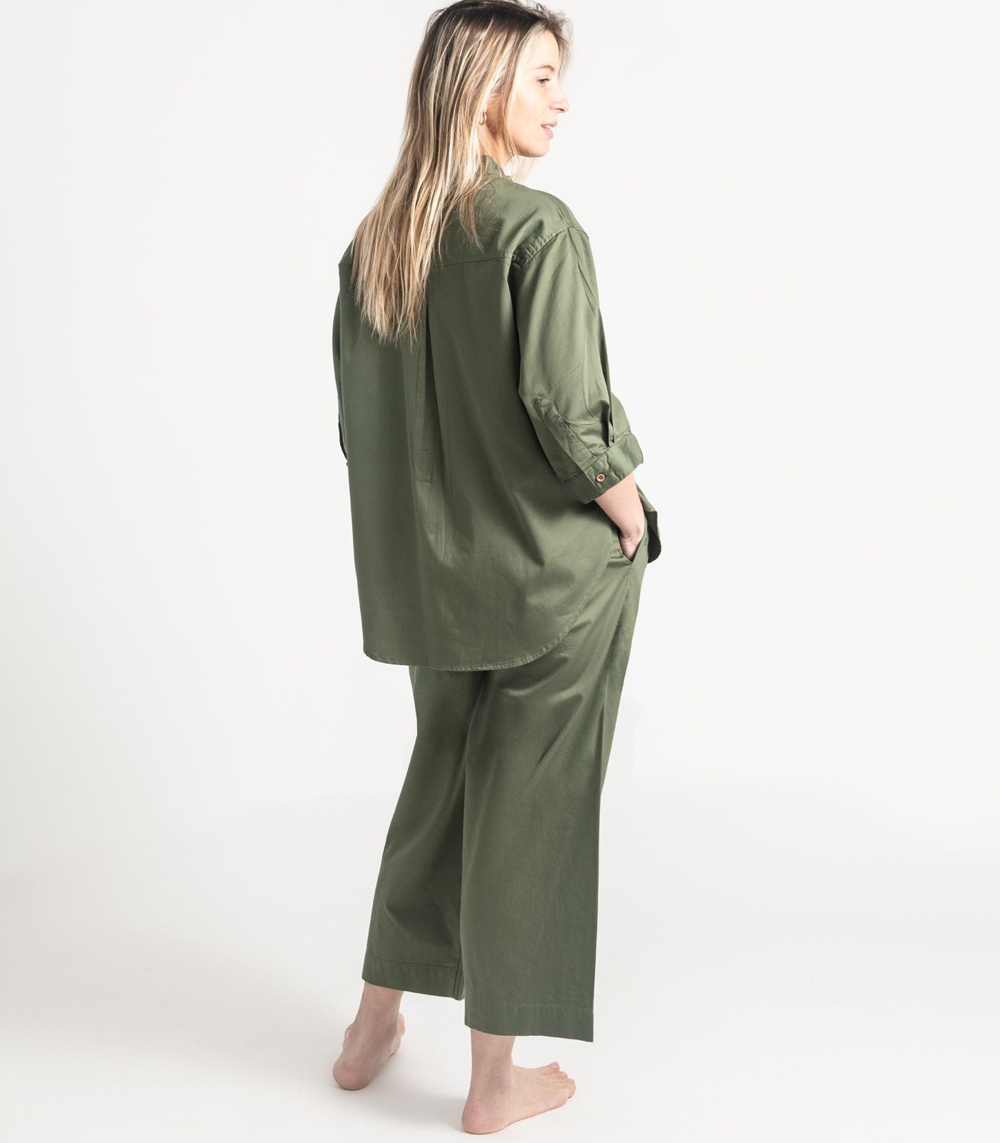 Bhumi Organic Cotton - Sateen 3/4 PJ Set - Bronze Green