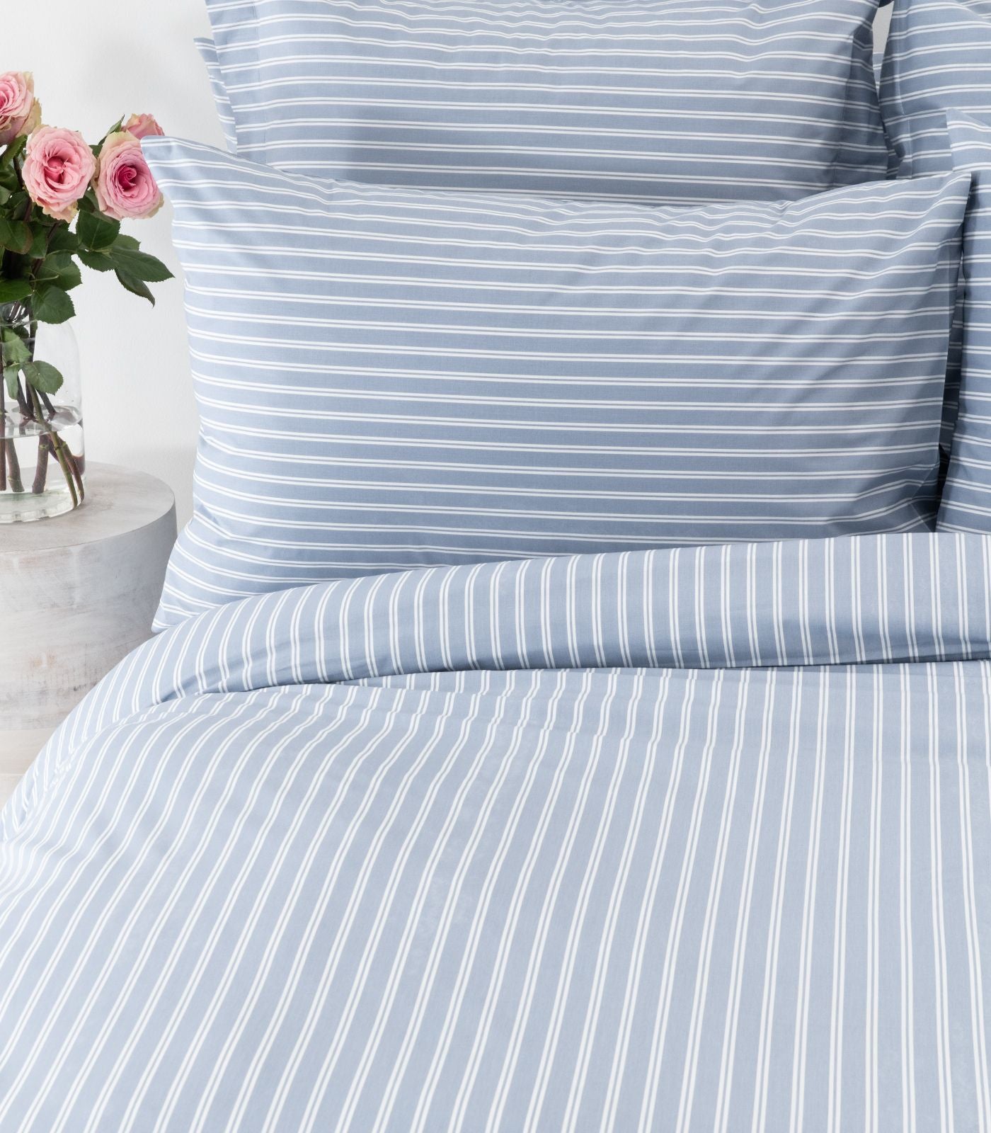 Percale Quilt Cover Set - Limited Edition - Tandem Stripe Arctic Blue