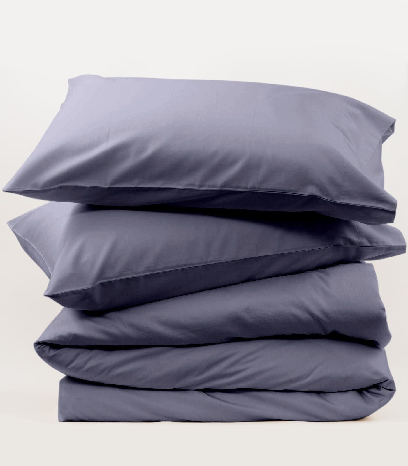 Bhumi Organic Cotton - Sateen Plain Quilt Cover - Metallic Blue