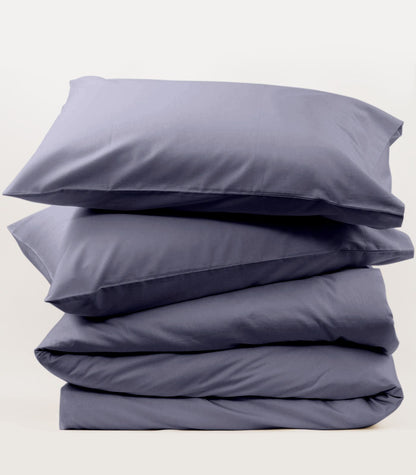 Bhumi Organic Cotton - Sateen Plain Quilt Cover - Metallic Blue