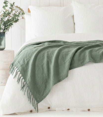 Linen Throw - Sage