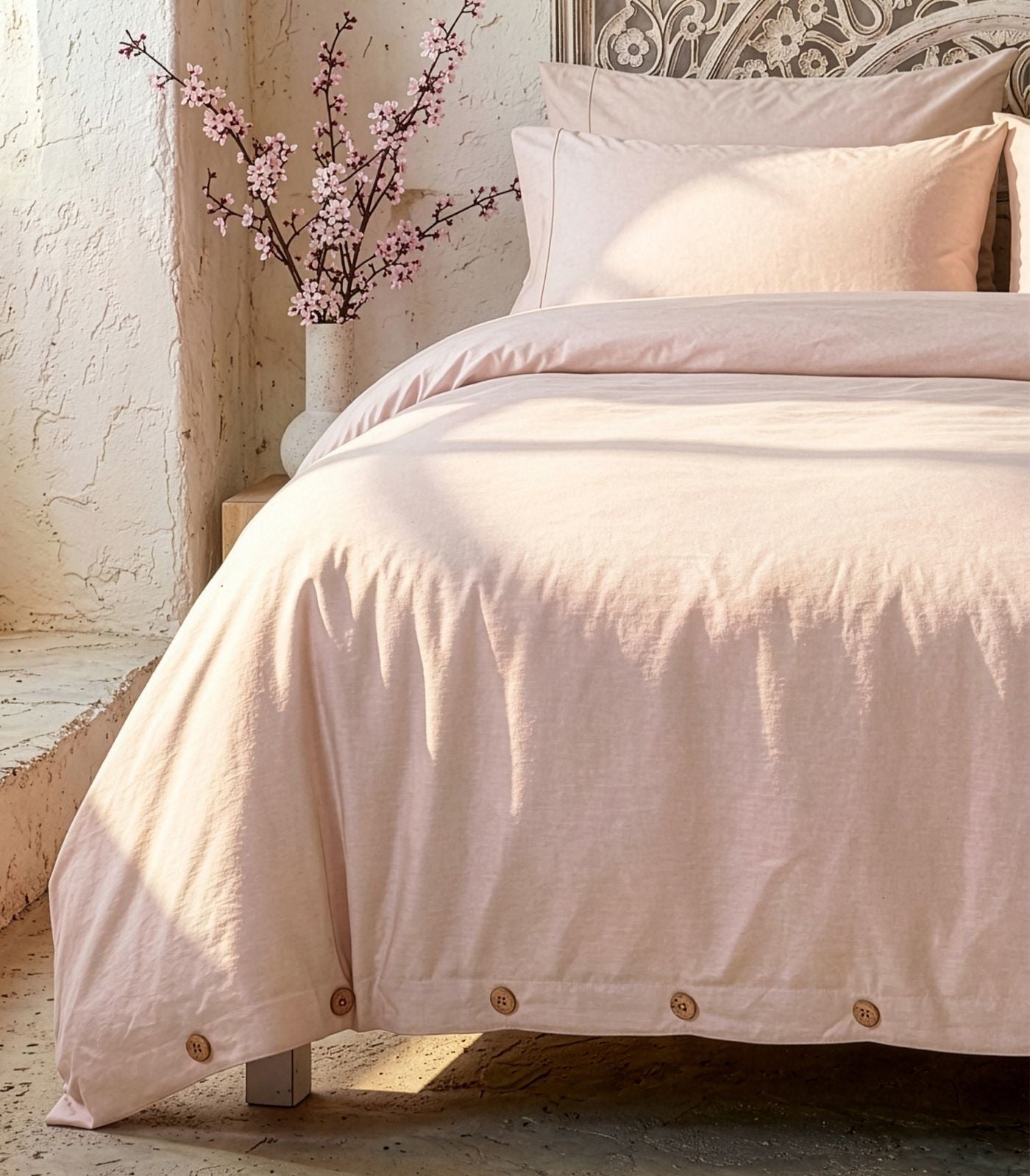 Bhumi Organic Cotton - Sateen Plain Quilt Cover - Rosewater