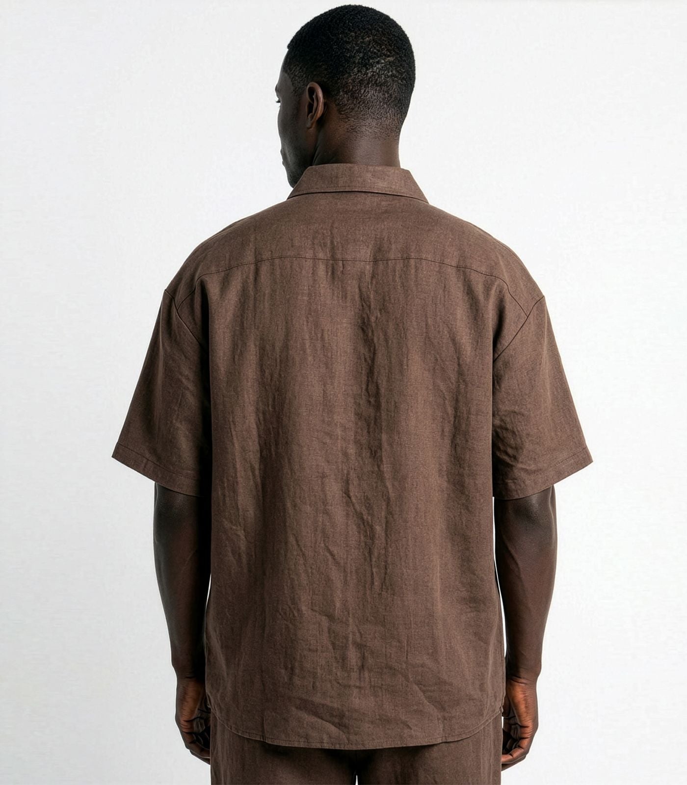 Men's Organic Linen Lounge Shirt - Chocolate