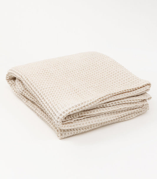 Bhumi Organic Cotton - Waffle Blanket - Sky Blue - Natural